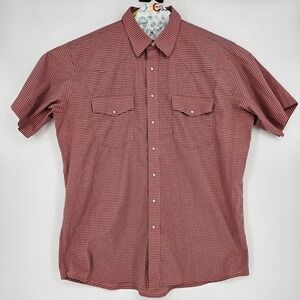 Wrangler‎ Shirt Mens 2XLT Pearl Snap Western Short Sleeve Rodeo Checkered